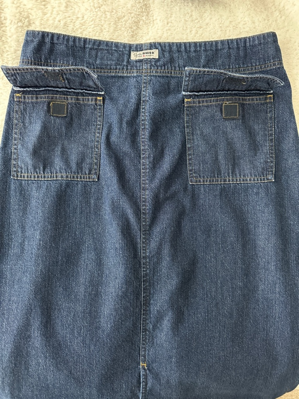 Eddie Bauer Y2K Women’s Denim Maxi Skirt Flap Pockets 100% Cotton Size 12 - Picture 7 of 14
